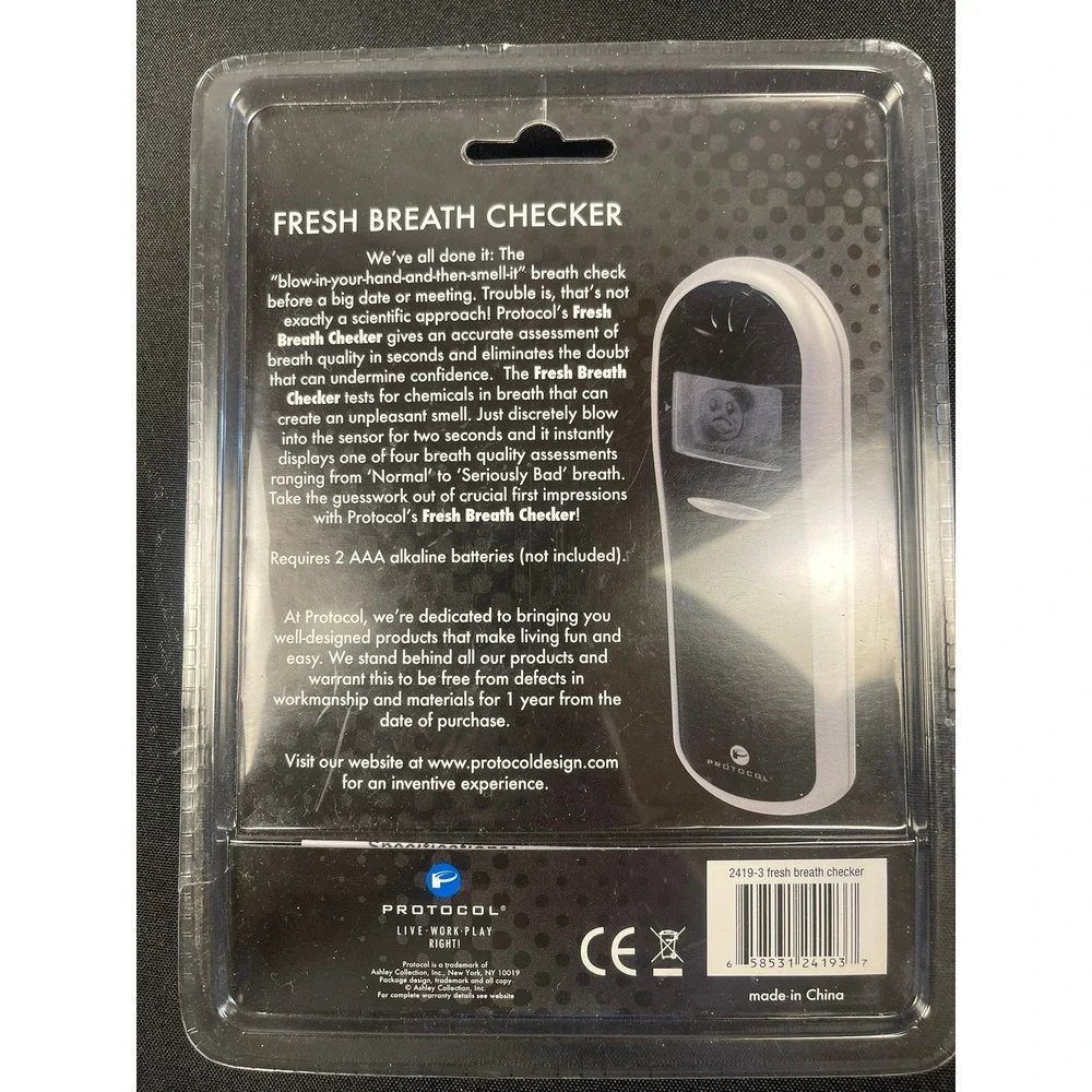 Protocol Fresh Breath Checker Portable Halitosis Tester Silver Model 2419-3 NIB‎